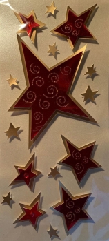 Sticker Sterne gold-rot